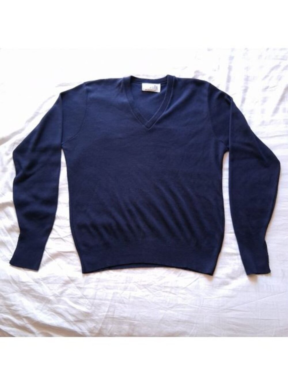 VTG 1980s Niagara Knit Dark Blue Acrylic V-Neck Pullover Sweater Adult Large